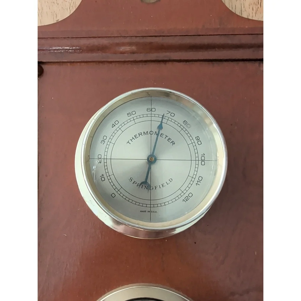 Vintage Springfield Weather Station: Thermometer Barometer Humidity Made In USA